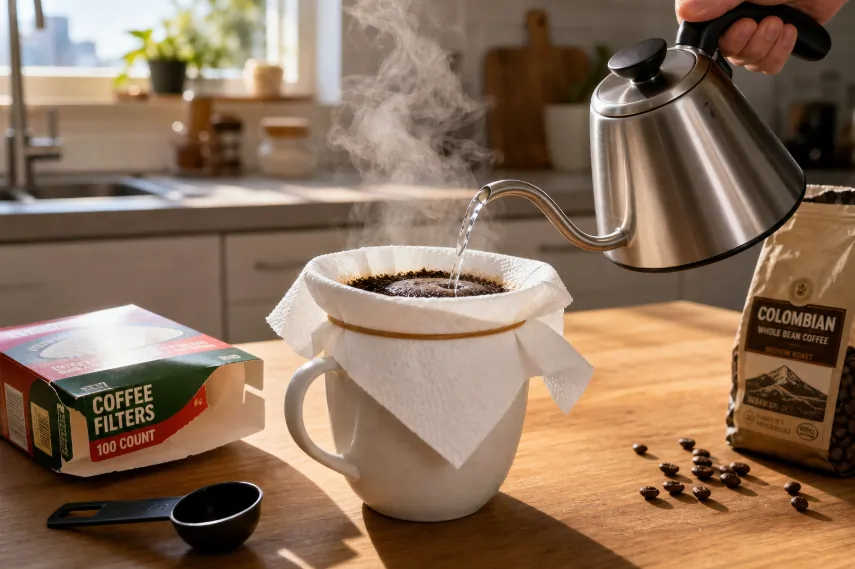 Filter coffee with Paper Towel or Napkin