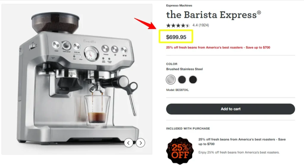 Breville Barista Express Machine Pricing